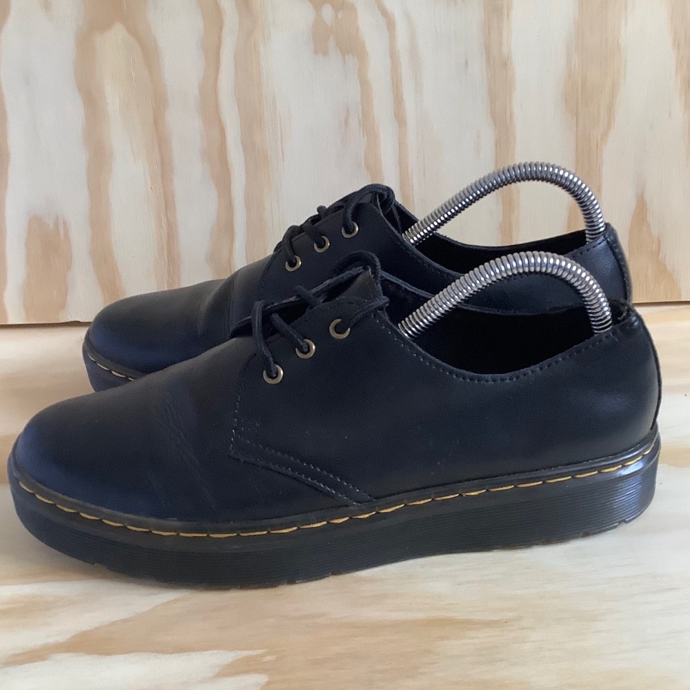 Dr. Martens Zavala Lo Black Leather Platform Oxford Shoes US L 9 M 8 LA004